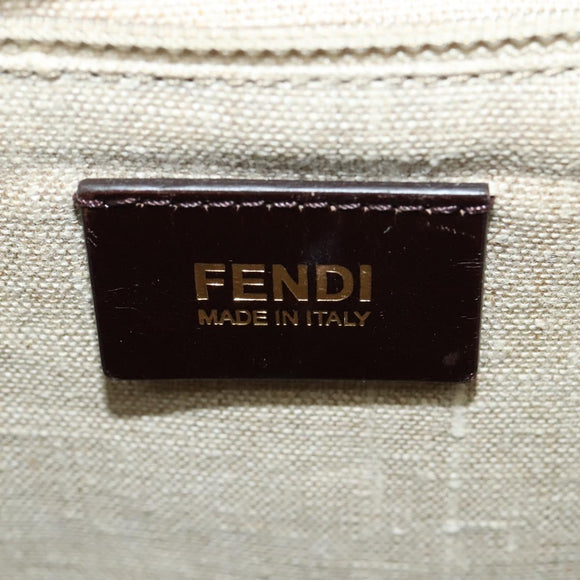 FENDI Pecan Canvas Hand Bag 2way Black Brown Auth 140723