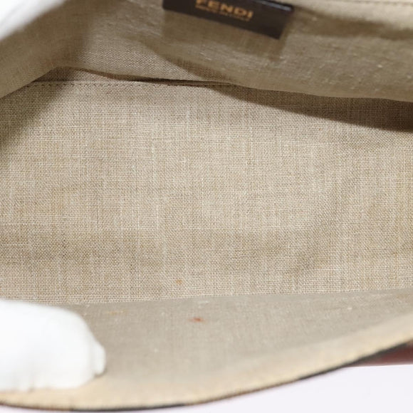 FENDI Pecan Canvas Hand Bag 2way Black Brown Auth 140723