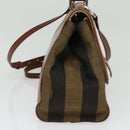 FENDI Pecan Canvas Hand Bag 2way Black Brown Auth 140723-4