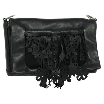 PRADA Shoulder Bag Leather Black Silver Auth 140724