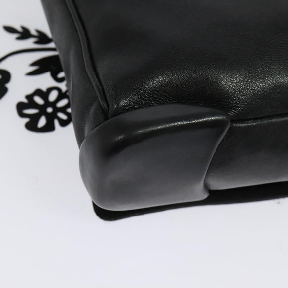 PRADA Shoulder Bag Leather Black Silver Auth 140724