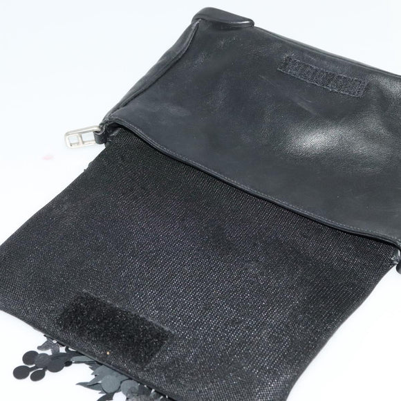 PRADA Shoulder Bag Leather Black Silver Auth 140724