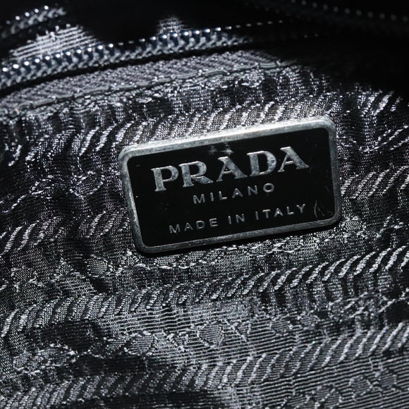 PRADA Shoulder Bag Leather Black Silver Auth 140724