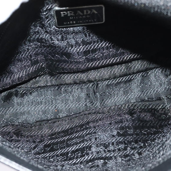 PRADA Shoulder Bag Leather Black Silver Auth 140724