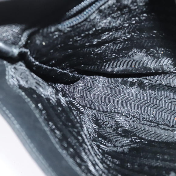 PRADA Shoulder Bag Leather Black Silver Auth 140724