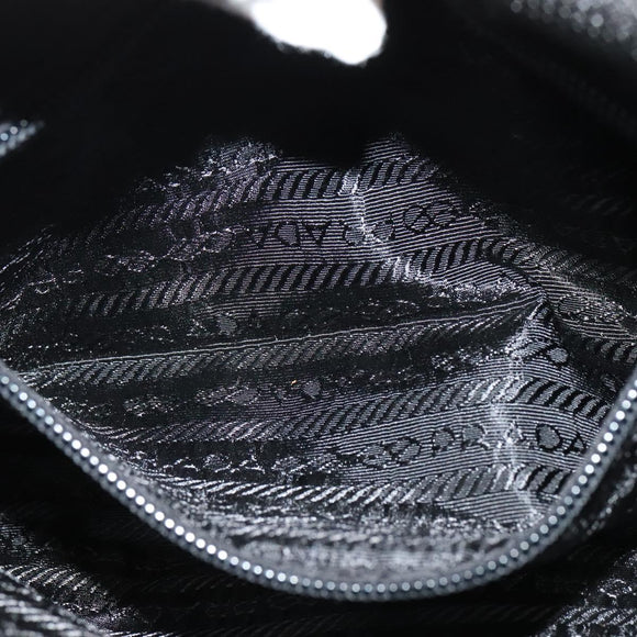 PRADA Shoulder Bag Leather Black Silver Auth 140724