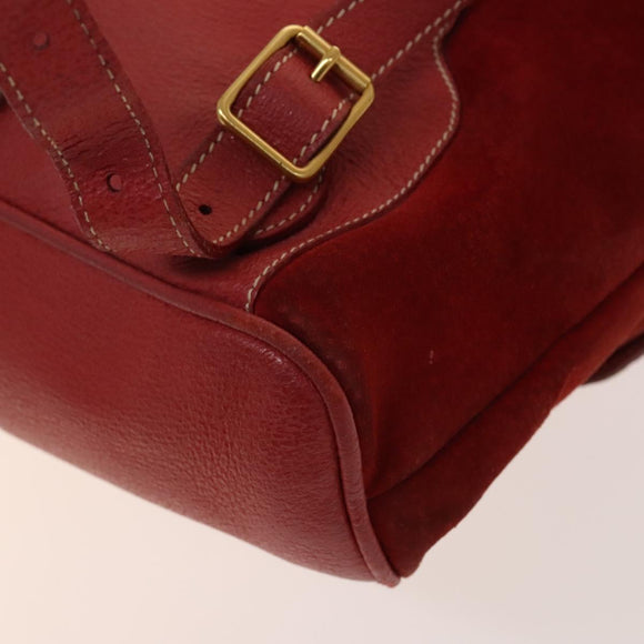 GUCCI Bamboo Backpack Suede Red Gold 003 2058 0016 Auth 140726