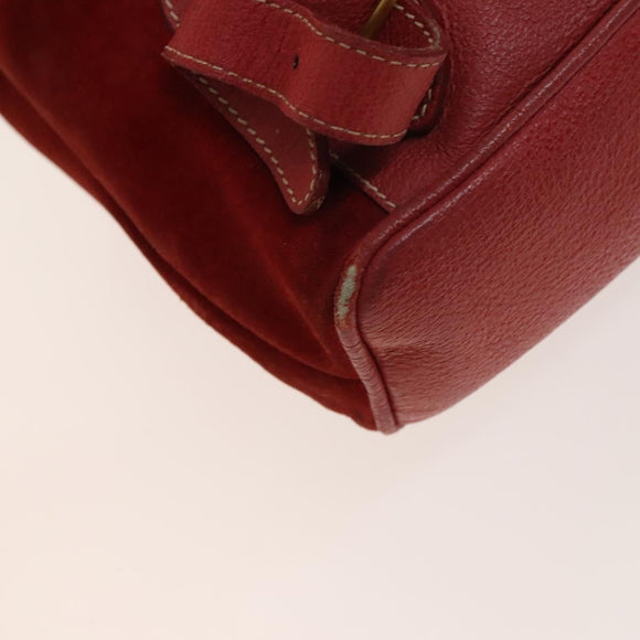 GUCCI Bamboo Backpack Suede Red Gold 003 2058 0016 Auth 140726