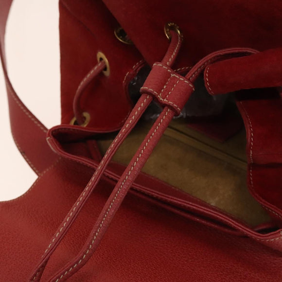 GUCCI Bamboo Backpack Suede Red Gold 003 2058 0016 Auth 140726