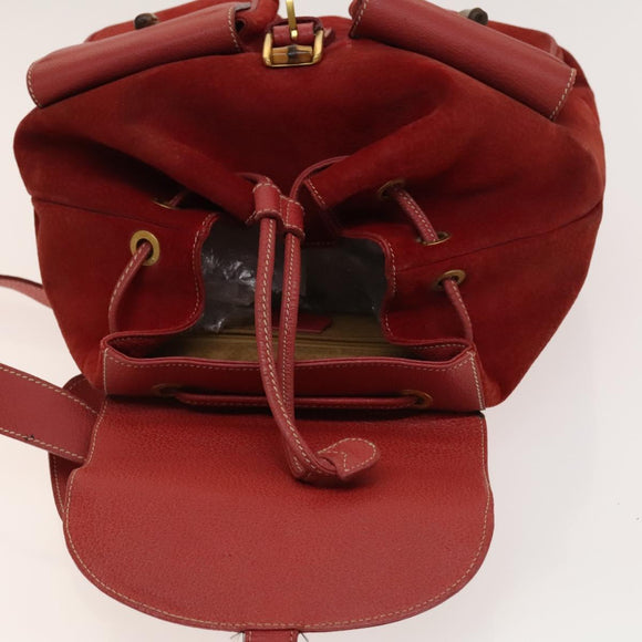 GUCCI Bamboo Backpack Suede Red Gold 003 2058 0016 Auth 140726