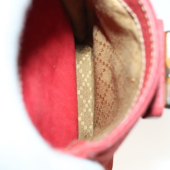 GUCCI Bamboo Backpack Suede Red Gold 003 2058 0016 Auth 140726