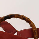 GUCCI Bamboo Backpack Suede Red Gold 003 2058 0016 Auth 140726-8
