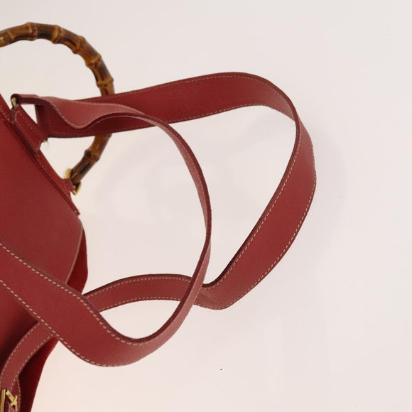 GUCCI Bamboo Backpack Suede Red Gold 003 2058 0016 Auth 140726