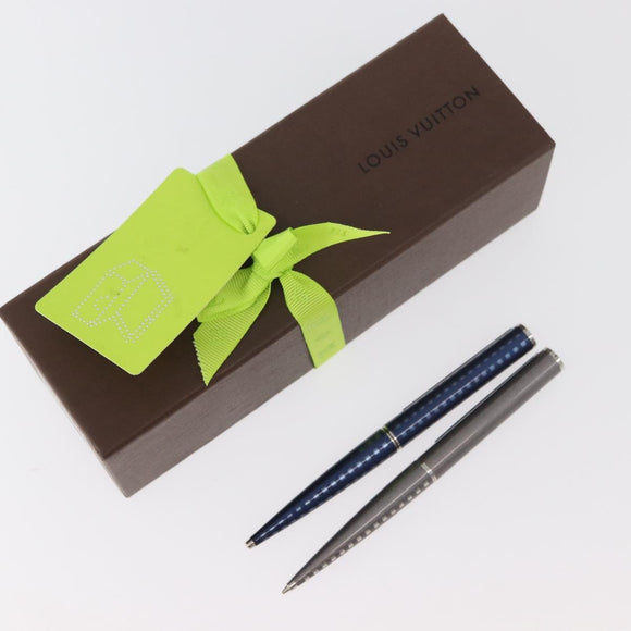 LOUIS VUITTON Jet Rack Set Pen metal Blue Gray LV Auth 140730