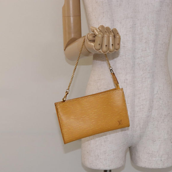 LOUIS VUITTON Epi Bucket PM Pouch Yellow LV Auth 140748