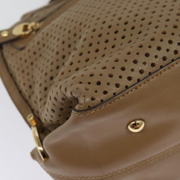 Salvatore Ferragamo Gancini Hand Bag Punching leather Brown Gold Auth 140750