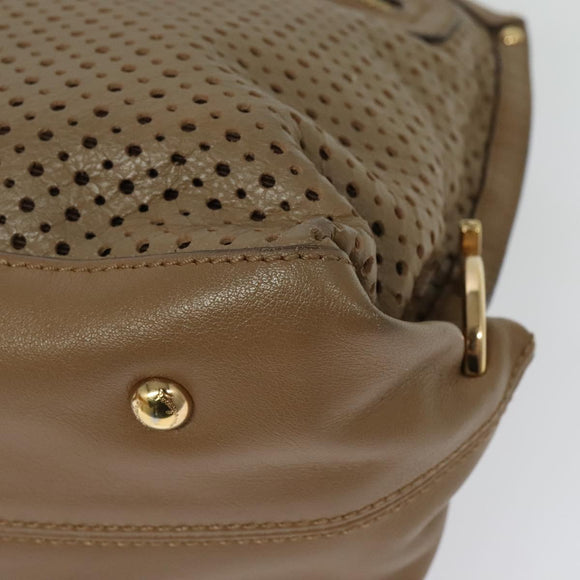 Salvatore Ferragamo Gancini Hand Bag Punching leather Brown Gold Auth 140750