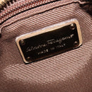 Salvatore Ferragamo Gancini Hand Bag Punching leather Brown Gold Auth 140750-16