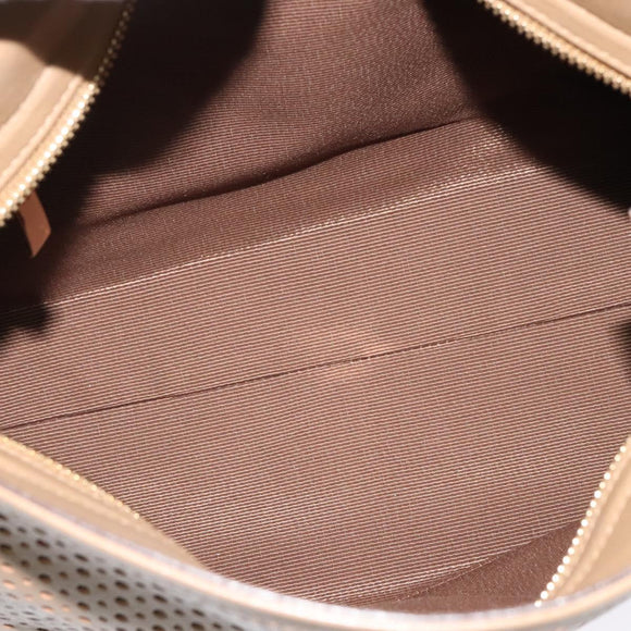 Salvatore Ferragamo Gancini Hand Bag Punching leather Brown Gold Auth 140750