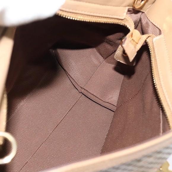 Salvatore Ferragamo Gancini Hand Bag Punching leather Brown Gold Auth 140750