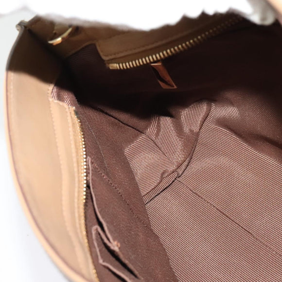 Salvatore Ferragamo Gancini Hand Bag Punching leather Brown Gold Auth 140750