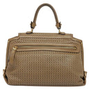 Salvatore Ferragamo Gancini Hand Bag Punching leather Brown Gold Auth 140750-3