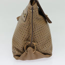 Salvatore Ferragamo Gancini Hand Bag Punching leather Brown Gold Auth 140750-4