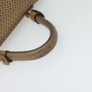 Salvatore Ferragamo Gancini Hand Bag Punching leather Brown Gold Auth 140750-7