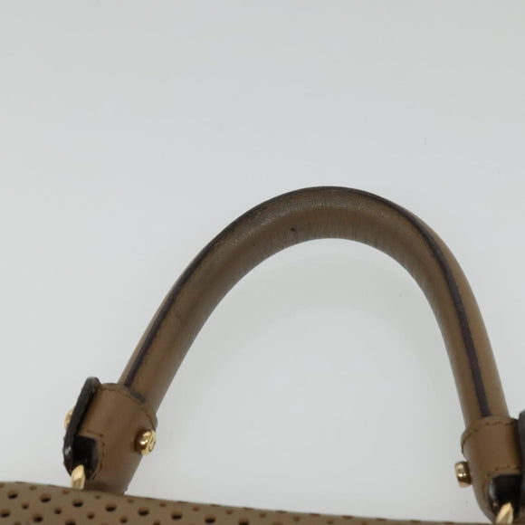 Salvatore Ferragamo Gancini Hand Bag Punching leather Brown Gold Auth 140750