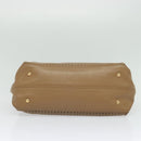 Salvatore Ferragamo Gancini Hand Bag Punching leather Brown Gold Auth 140750-9