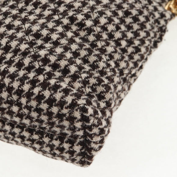 CHANEL Matelasse Chain Shoulder Bag tweed Beige Gold CC Auth 140752V