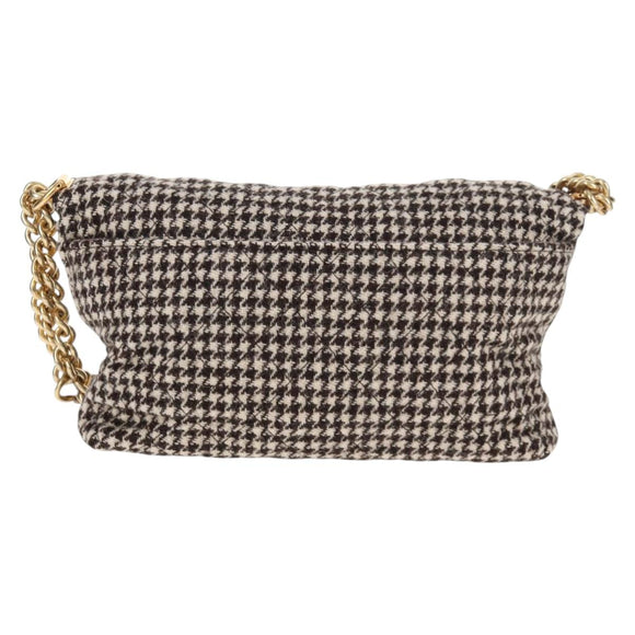 CHANEL Matelasse Chain Shoulder Bag tweed Beige Gold CC Auth 140752V