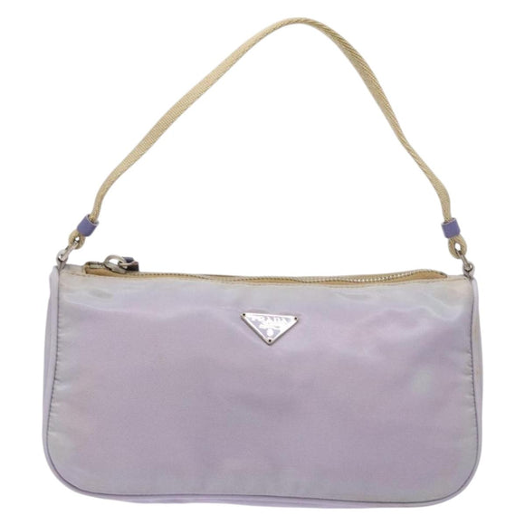 PRADA Accessory Pouch Nylon Purple Silver Auth 140755