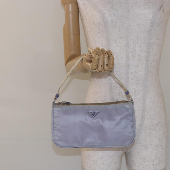 PRADA Accessory Pouch Nylon Purple Silver Auth 140755