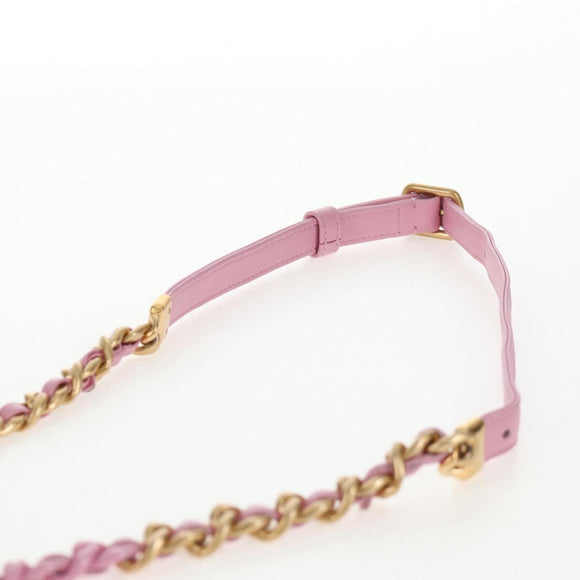 CHANEL Matelasse Chain Shoulder Bag Lamb Skin Pink Gold CC Auth 140756M