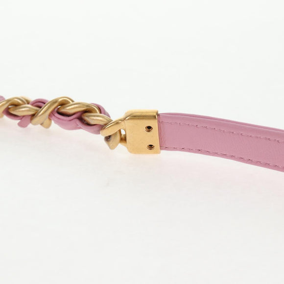 CHANEL Matelasse Chain Shoulder Bag Lamb Skin Pink Gold CC Auth 140756M