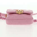 CHANEL Matelasse Chain Shoulder Bag Lamb Skin Pink Gold CC Auth 140756M-6