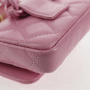 CHANEL Matelasse Chain Shoulder Bag Lamb Skin Pink Gold CC Auth 140756M-22