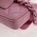 CHANEL Matelasse Chain Shoulder Bag Lamb Skin Pink Gold CC Auth 140756M-23