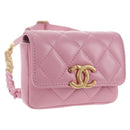 CHANEL Matelasse Chain Shoulder Bag Lamb Skin Pink Gold CC Auth 140756M-1