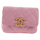 CHANEL Matelasse Chain Shoulder Bag Lamb Skin Pink Gold CC Auth 140756SAM-13
