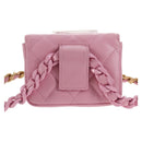 CHANEL Matelasse Chain Shoulder Bag Lamb Skin Pink Gold CC Auth 140756SAM-2