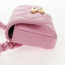 CHANEL Matelasse Chain Shoulder Bag Lamb Skin Pink Gold CC Auth 140756M-4