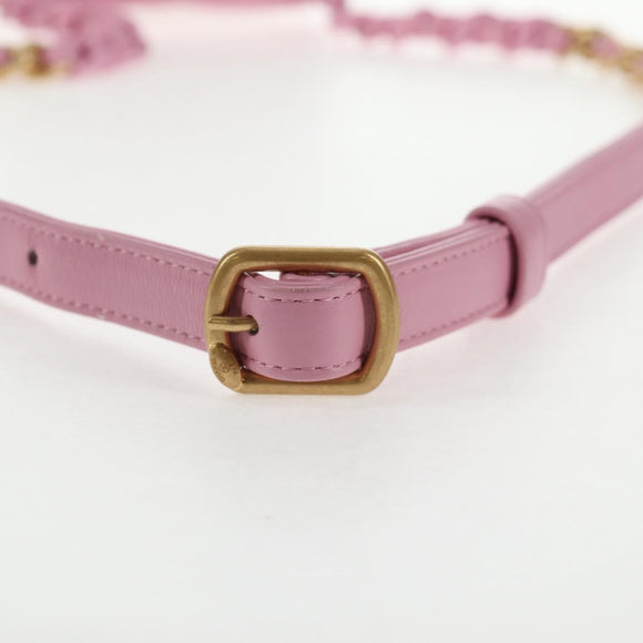 CHANEL Matelasse Chain Shoulder Bag Lamb Skin Pink Gold CC Auth 140756SAM