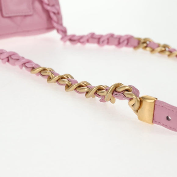 CHANEL Matelasse Chain Shoulder Bag Lamb Skin Pink Gold CC Auth 140756SAM