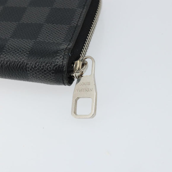 LOUIS VUITTON Damier Graphite Zippy Wallet Vertical N63095 LV Auth 140764