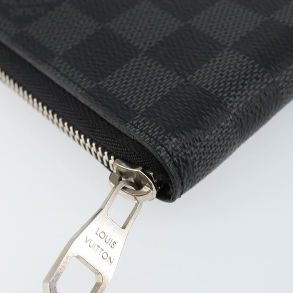 LOUIS VUITTON Damier Graphite Zippy Wallet Vertical N63095 LV Auth 140764