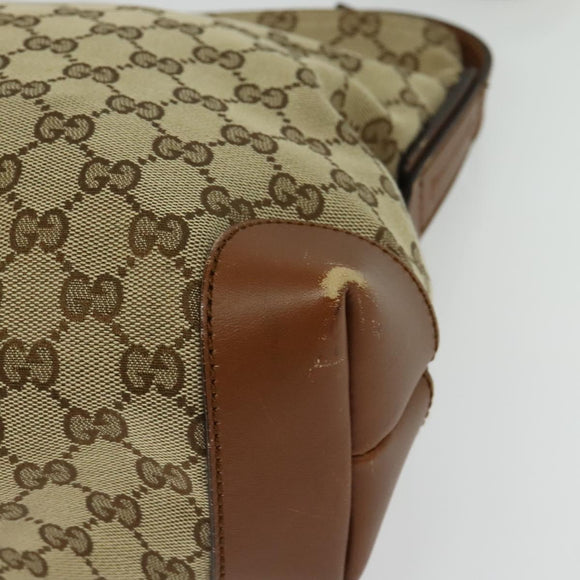 GUCCI GG Canvas Web Sherry Line Shoulder Bag Beige Gold 337598 Auth 140780