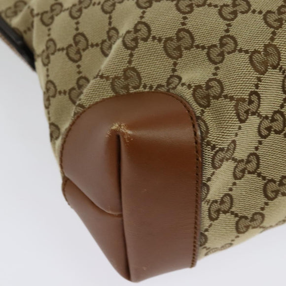 GUCCI GG Canvas Web Sherry Line Shoulder Bag Beige Gold 337598 Auth 140780