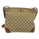 GUCCI GG Canvas Web Sherry Line Shoulder Bag Beige Gold 337598 Auth 140780-2